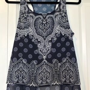 Altar'd State Navy and White Paisley Tank Top
